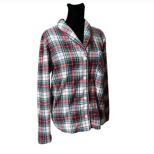 Lauren Ralph Lauren Red & Black Plaid Pajama Top, Size Small